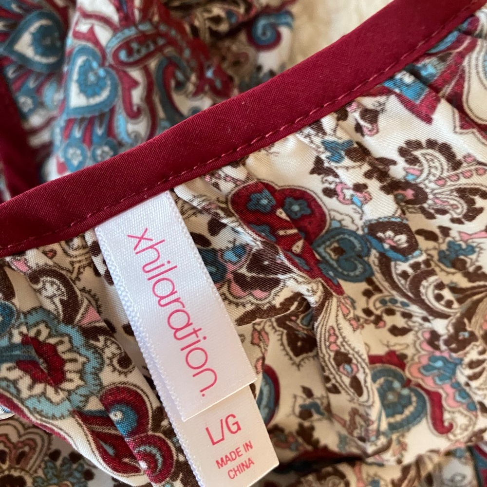 Xhilaration Red and Blue Paisley Top
